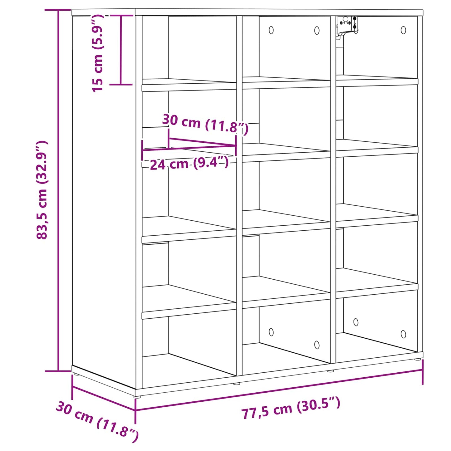 Schuhschrank 77,5 x 30 x 83,5 cm Holzwerkstoff Weiß