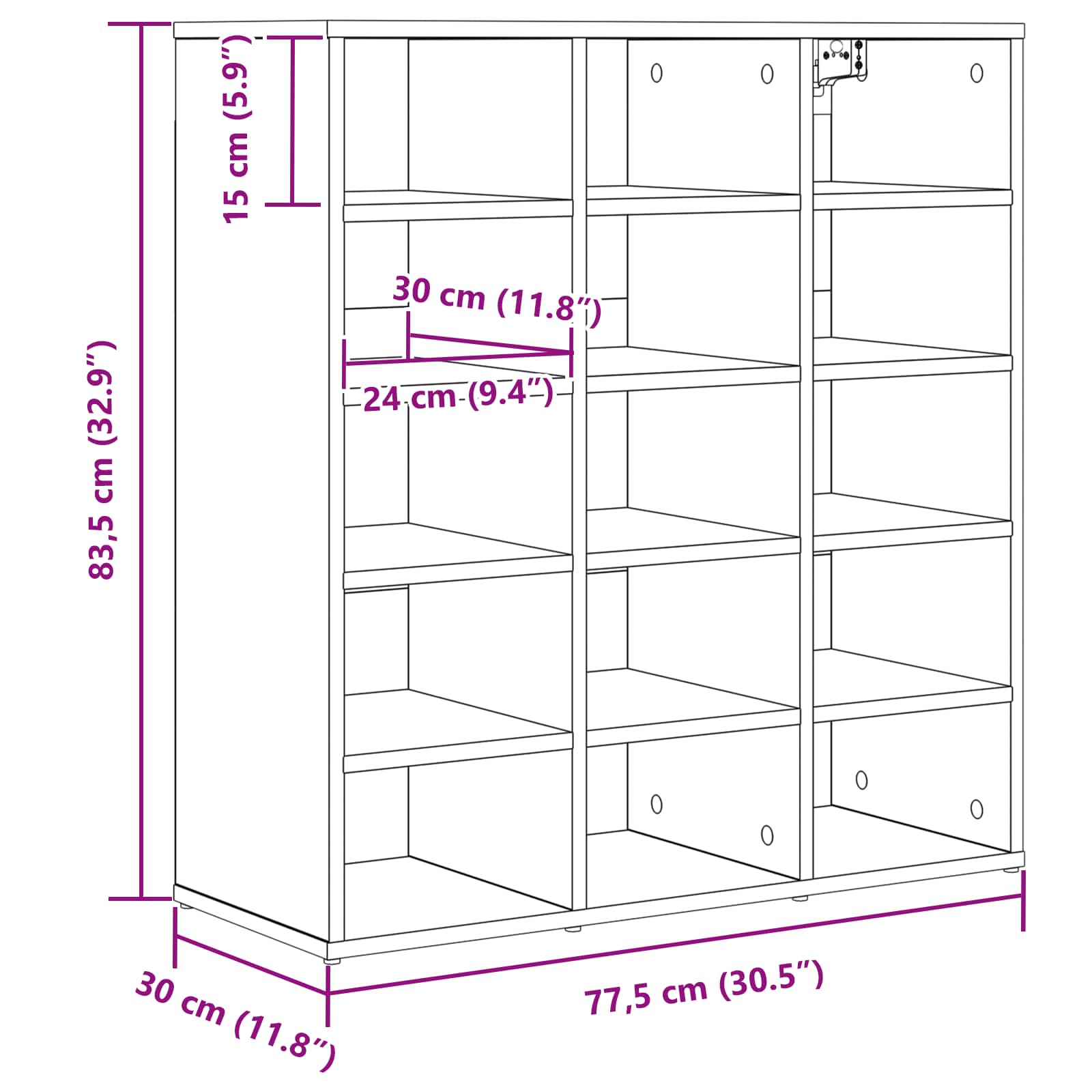 Schuhschrank 77,5 x 30 x 83,5 cm Holzwerkstoff Weiß
