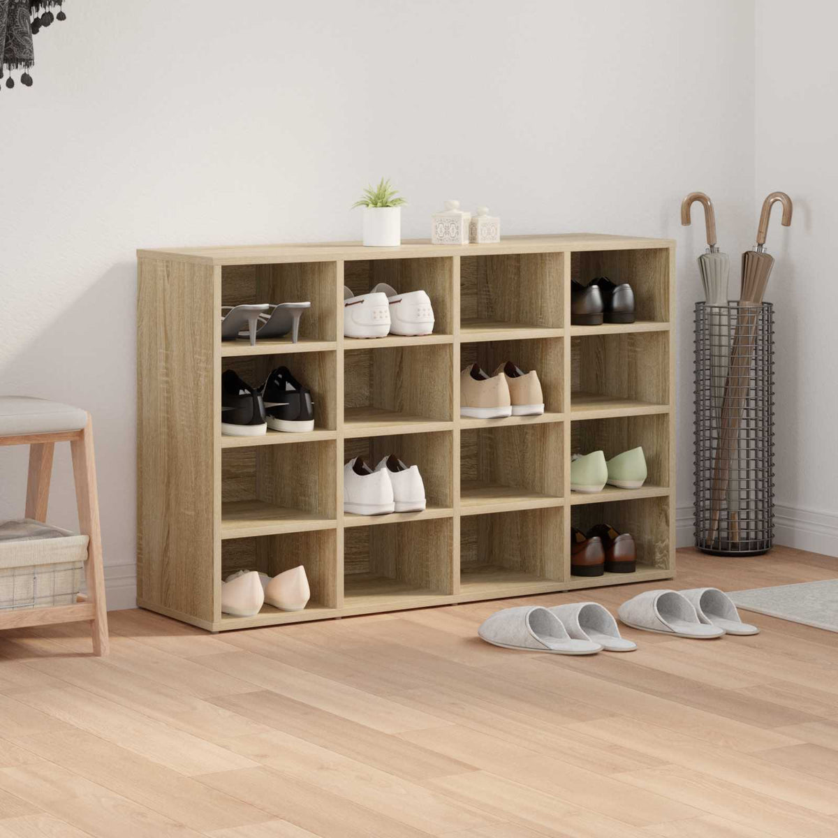 Schuhschrank 103 x 30 x 67 cm Holzwerkstoff Sonoma-Eiche