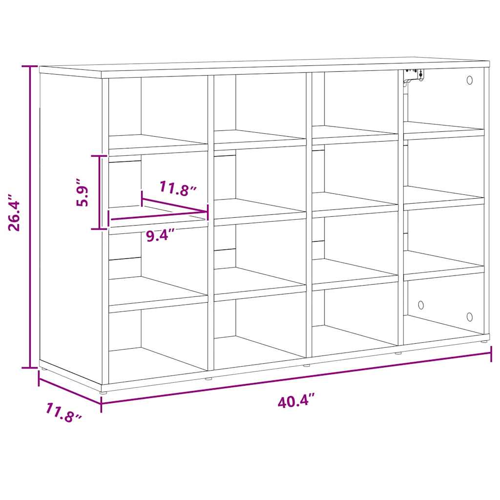 Schuhschrank Sonoma-Eiche 103 x 30 x 67 cm Holzwerkstoff