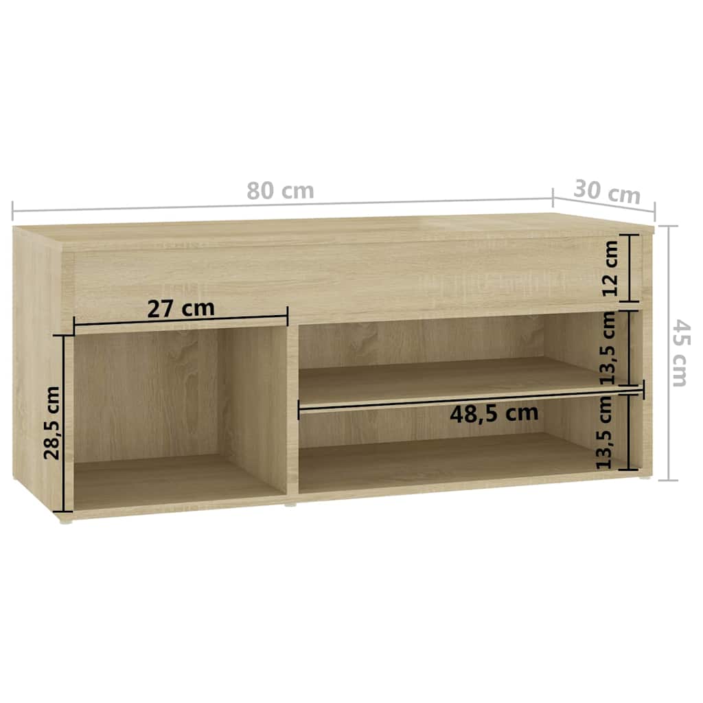 Schuhbank Sonoma-Eiche 80x30x45 cm Holzwerkstoff