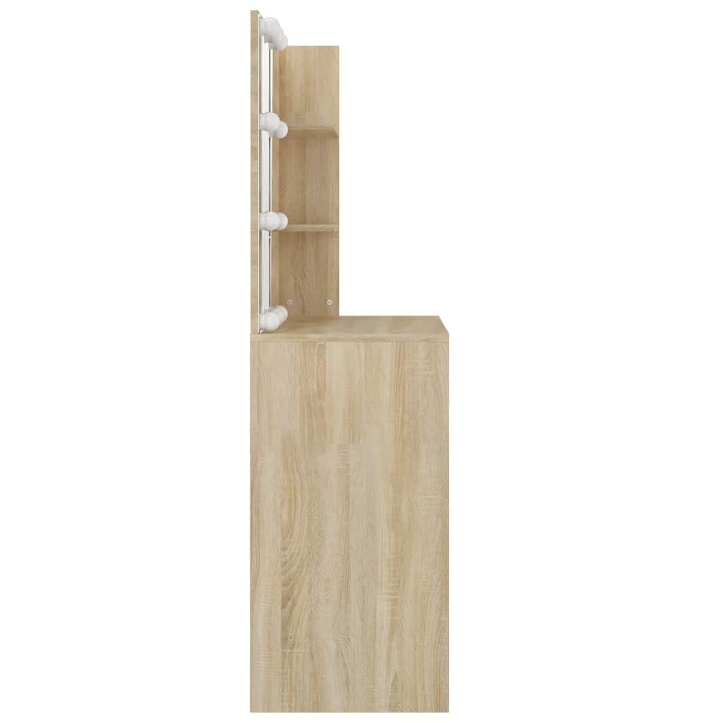 Schminktisch mit LEDs Sonoma-Eiche 74,5x40x141 cm Holzwerkstoff