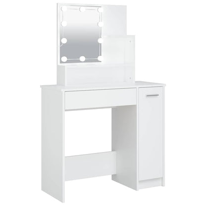 Schminktisch mit LED Weiß 86,5x35x136 cm