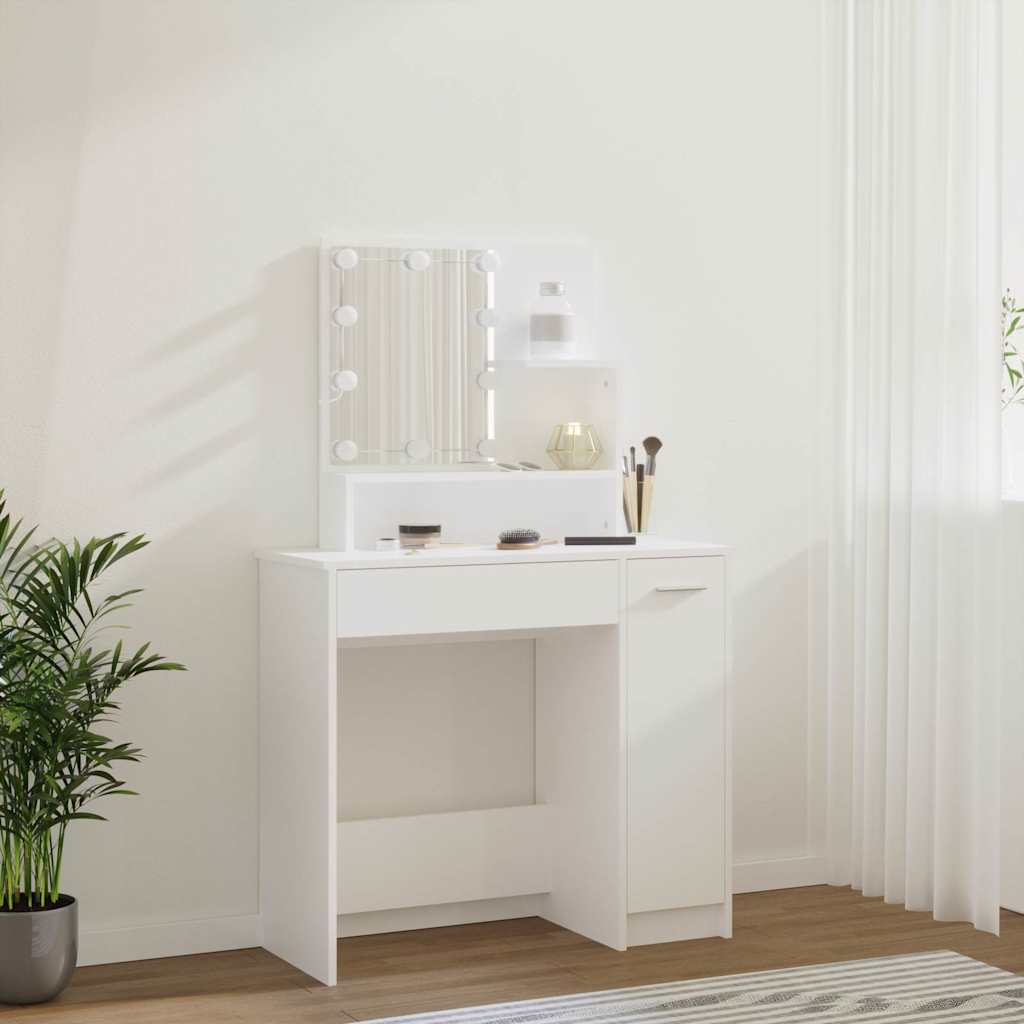 Schminktisch mit LED Weiß 86,5x35x136 cm