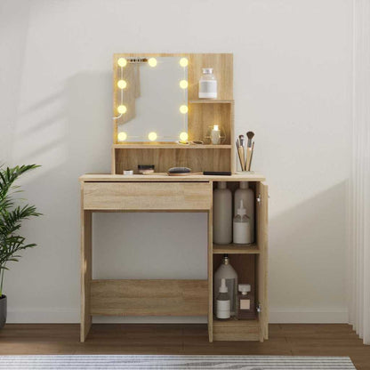 Schminktisch mit LED Sonoma-Eiche 86,5x35x136 cm
