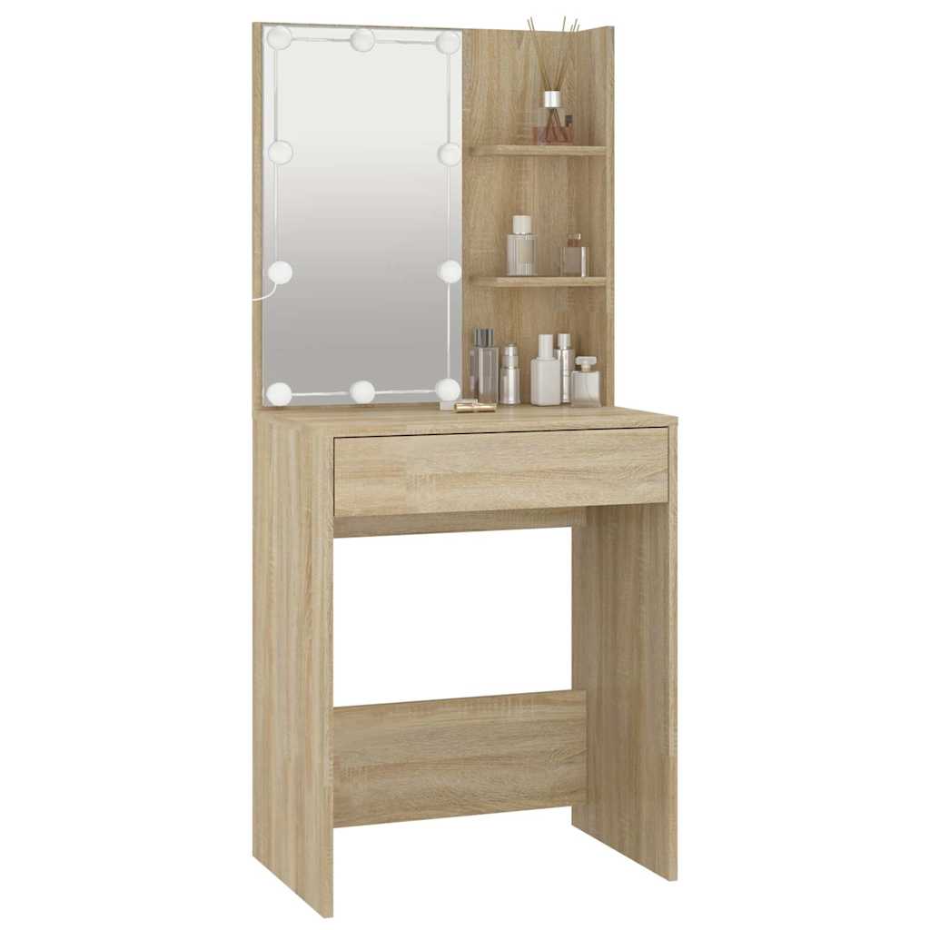 Schminktisch mit LED Sonoma-Eiche 60x40x140 cm