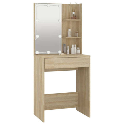 Schminktisch mit LED Sonoma-Eiche 60x40x140 cm