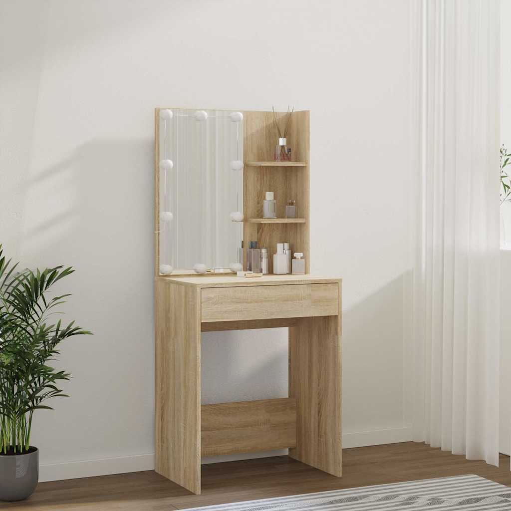 Schminktisch mit LED Sonoma-Eiche 60x40x140 cm