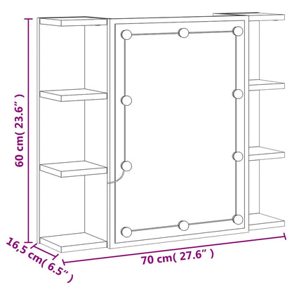 Spiegelschrank mit LED Betongrau 70x16,5x60 cm