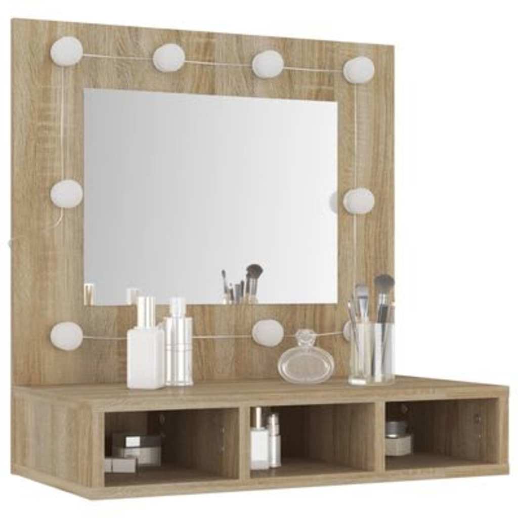 Spiegelschrank mit LED Sonoma-Eiche 60x31,5x62 cm