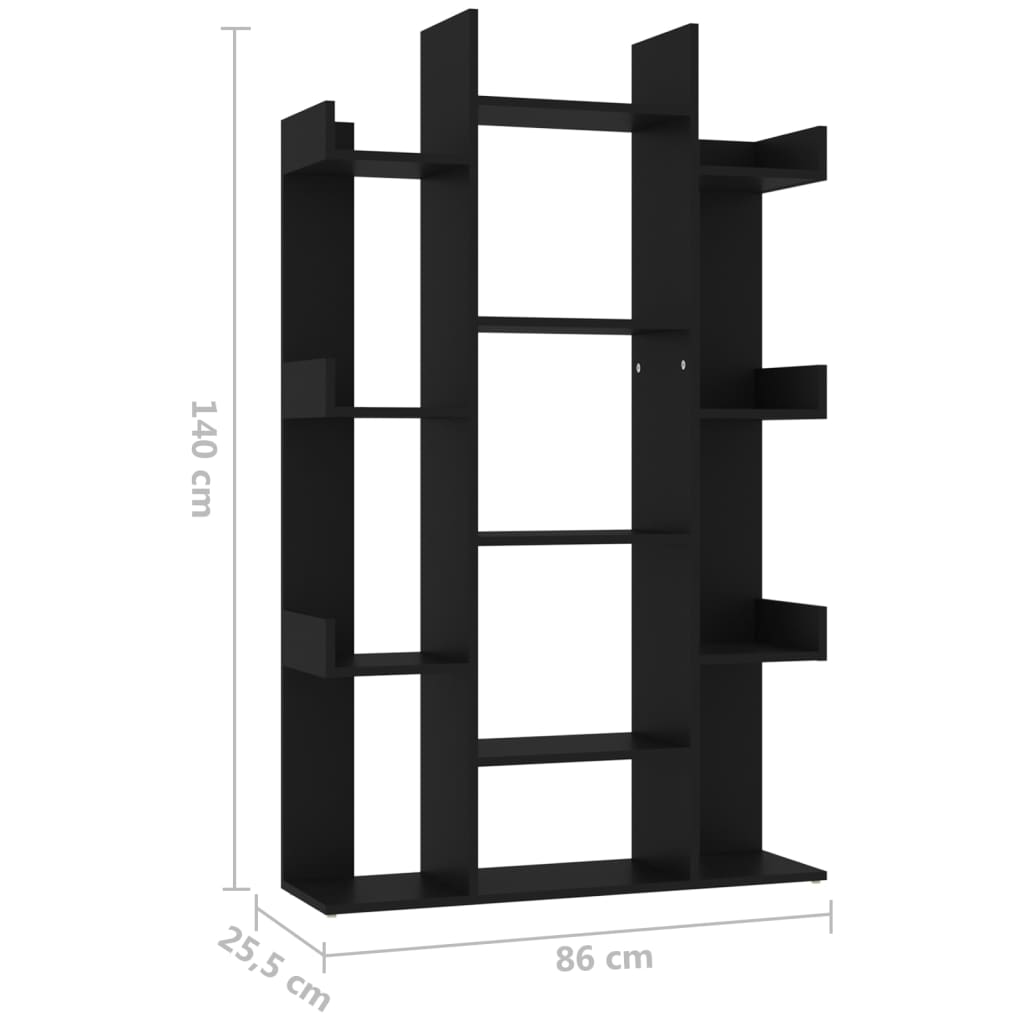 Bookshelf Black 86x25.5x140 cm Wood Material