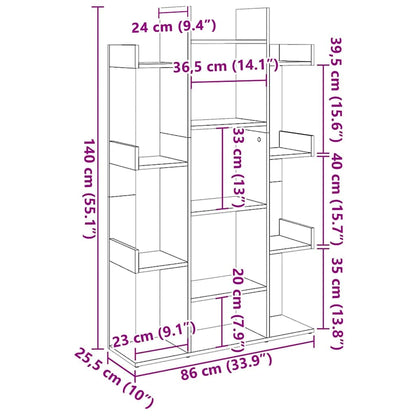Bücherregal Sonoma-Eiche 86x25,5x140 cm Holzwerkstoff