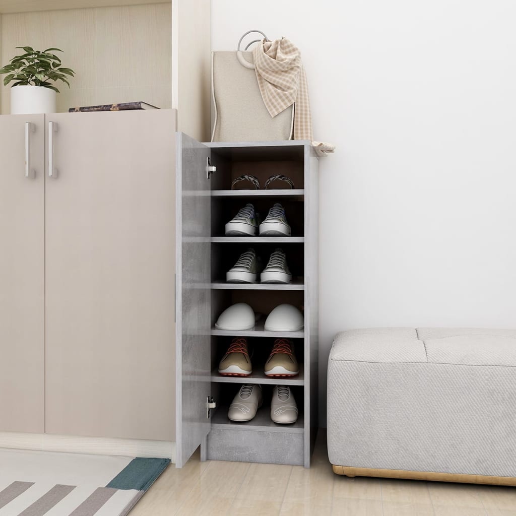 Shoe Cabinet Concrete Grey 32x35x92 cm Wood Material
