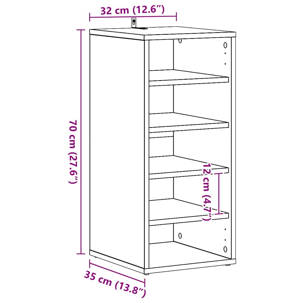 Meuble à chaussures gris béton 31,5x35x70 cm en bois