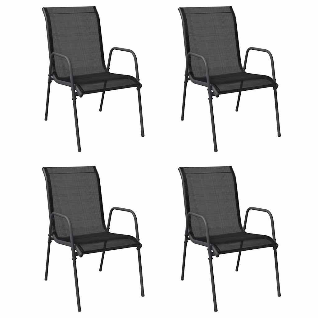 Gartenstühle 4 Stk. Stahl und Textilene Schwarz
