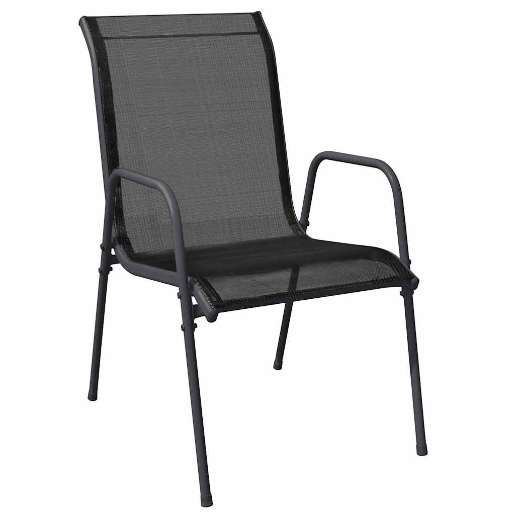 Gartenstühle 4 Stk. Stahl und Textilene Schwarz