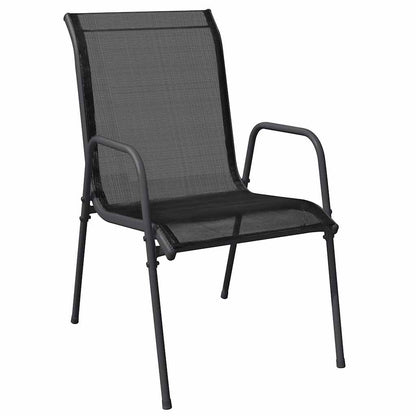 Gartenstühle 6 Stk. Stahl und Textilene Schwarz