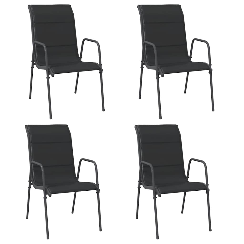Gartenstühle 4 Stk. Stahl und Textilene Schwarz