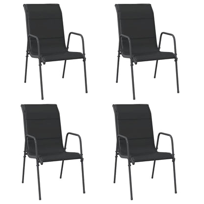 Gartenstühle 4 Stk. Stahl und Textilene Schwarz