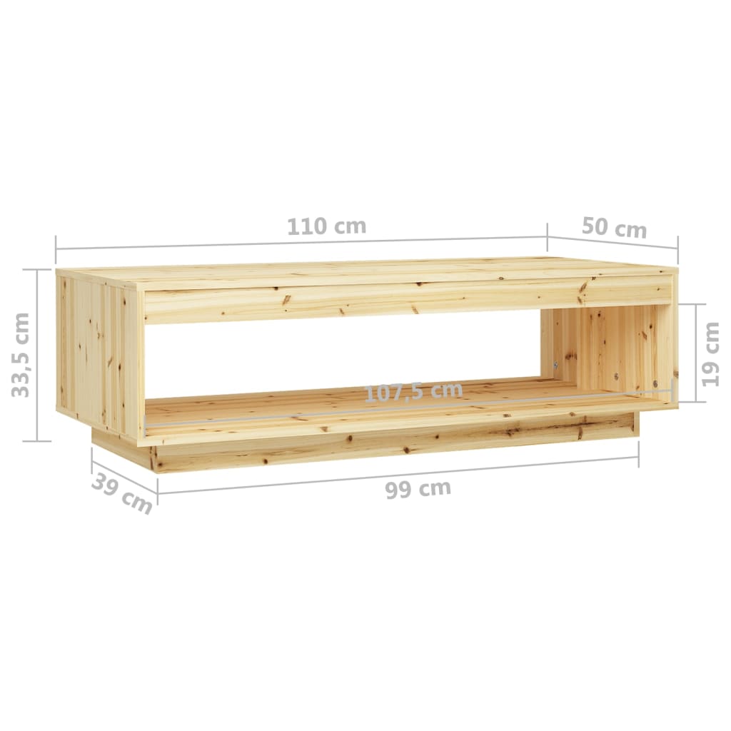 Table basse 110x50x33,5 cm en bois de sapin massif