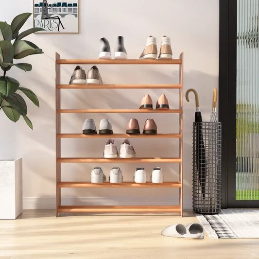 Étagère à chaussures marron 90x24x117 cm en matériau à base de bois