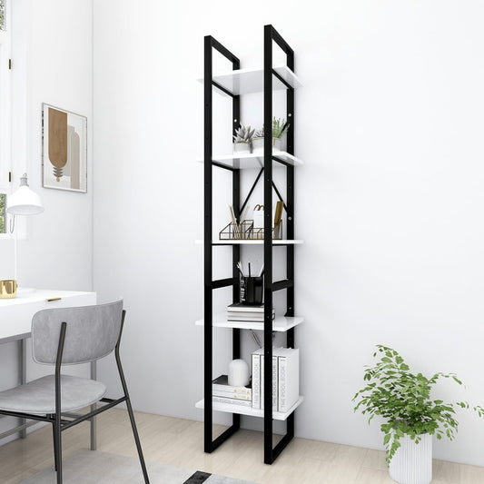 Bookcase 5 compartments white 40x30x175 cm wood material
