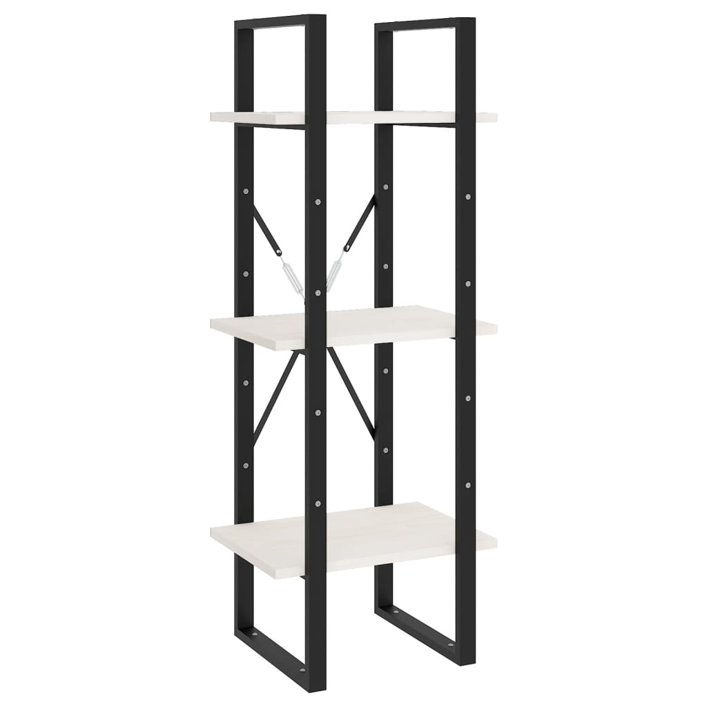 Bookcase 5 compartments white 40x30x175 cm solid pine wood