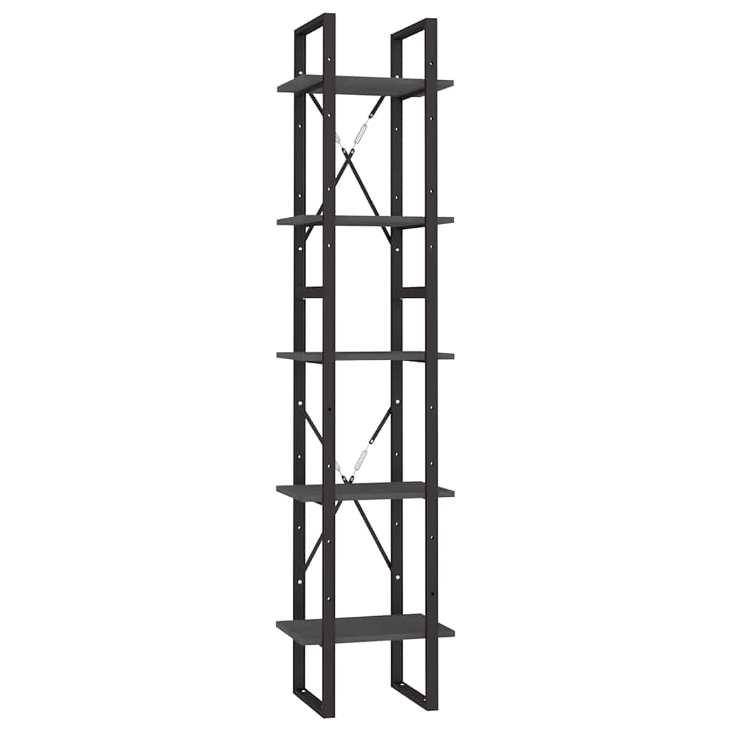 Bücherregal 5 Fächer Grau 40x30x175 cm Massivholz Kiefer