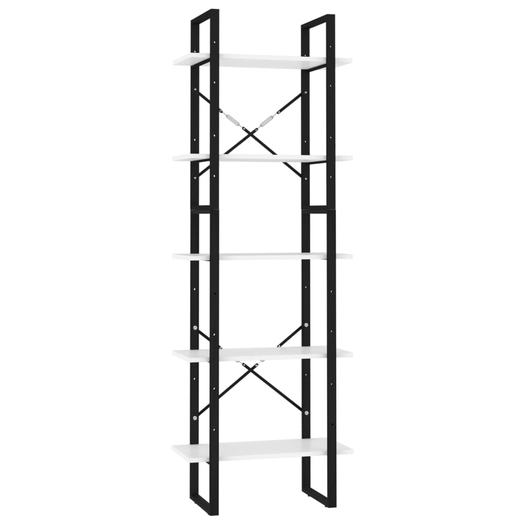 Bookcase 5 compartments white 60x30x175 cm wood material