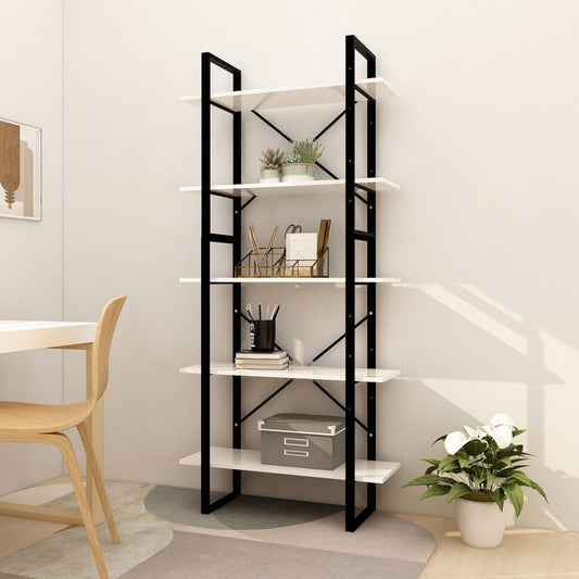 Bookcase 5 compartments white 80x30x175 cm wood material