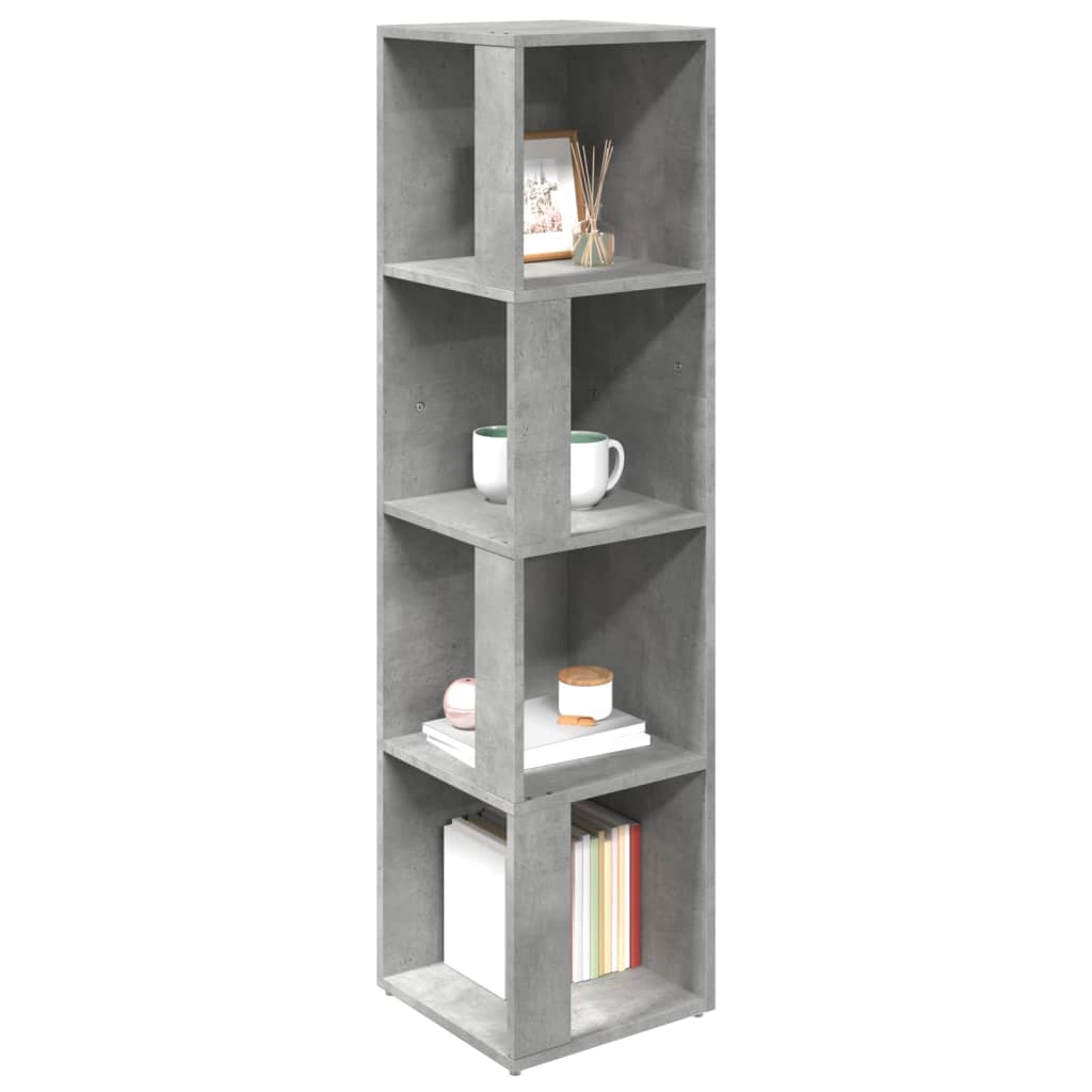 Etagère d'angle gris béton 33x33x132 cm en bois