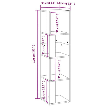 Eckregal Betongrau 33x33x132 cm Holzwerkstoff