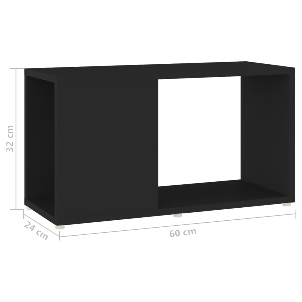Meuble TV noir 60x24x32 cm en bois