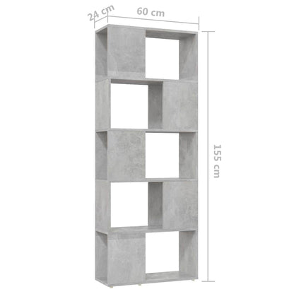 Bücherregal Raumteiler Betongrau 60x24x155 cm