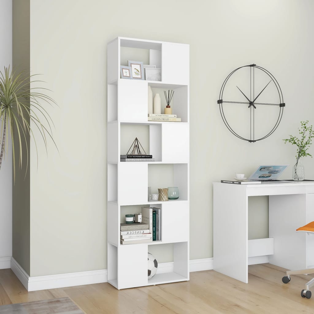 Bookcase Room Divider White 60x24x186 cm