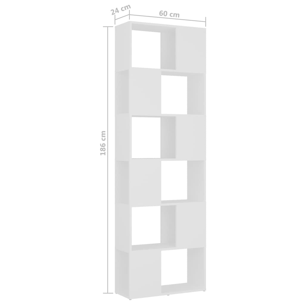 Bookcase Room Divider White 60x24x186 cm