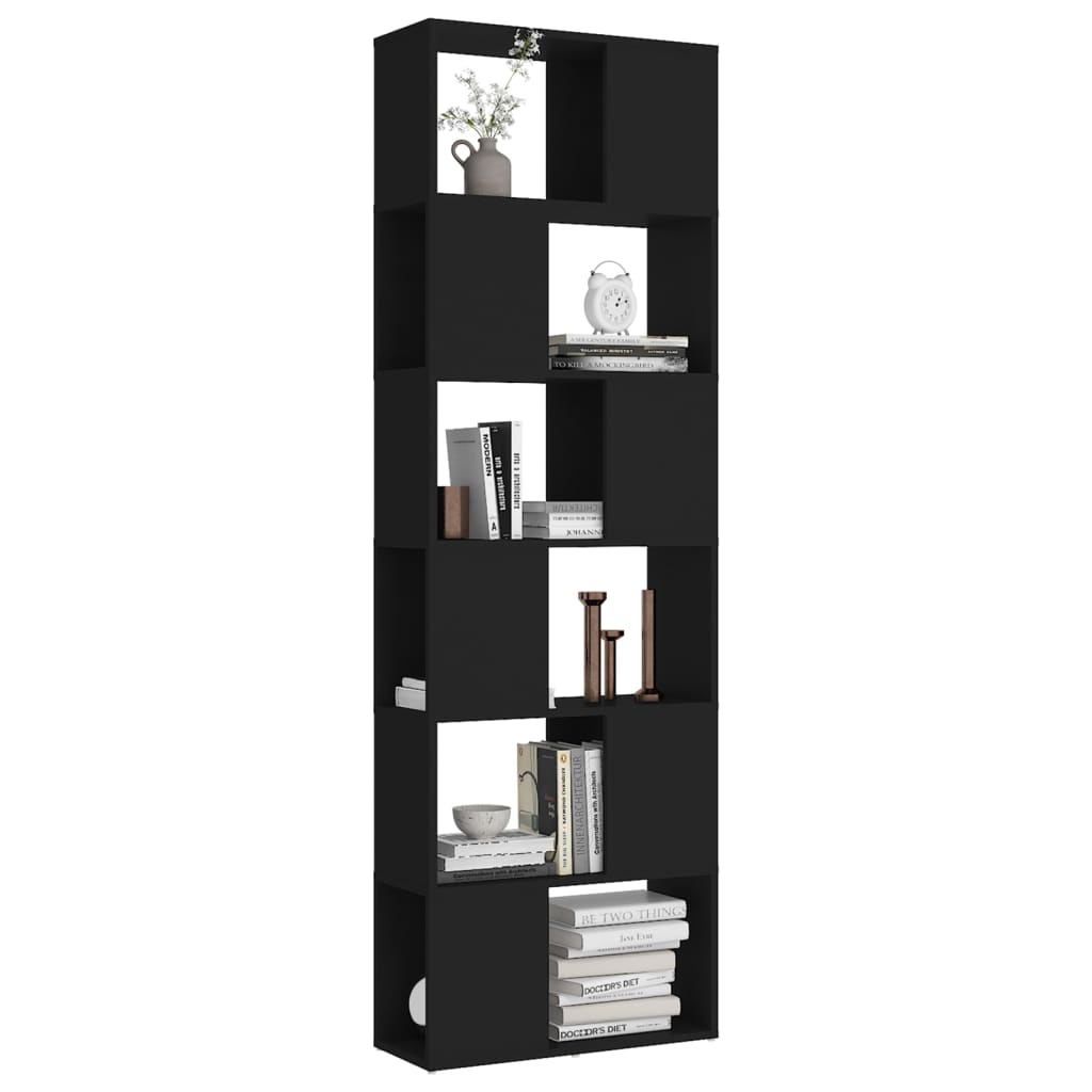 Bookcase Room Divider Black 60x24x186 cm Wood Material