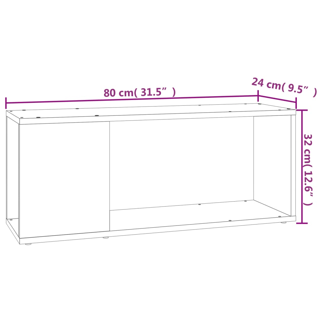 Meuble TV blanc 80x24x32 cm en bois