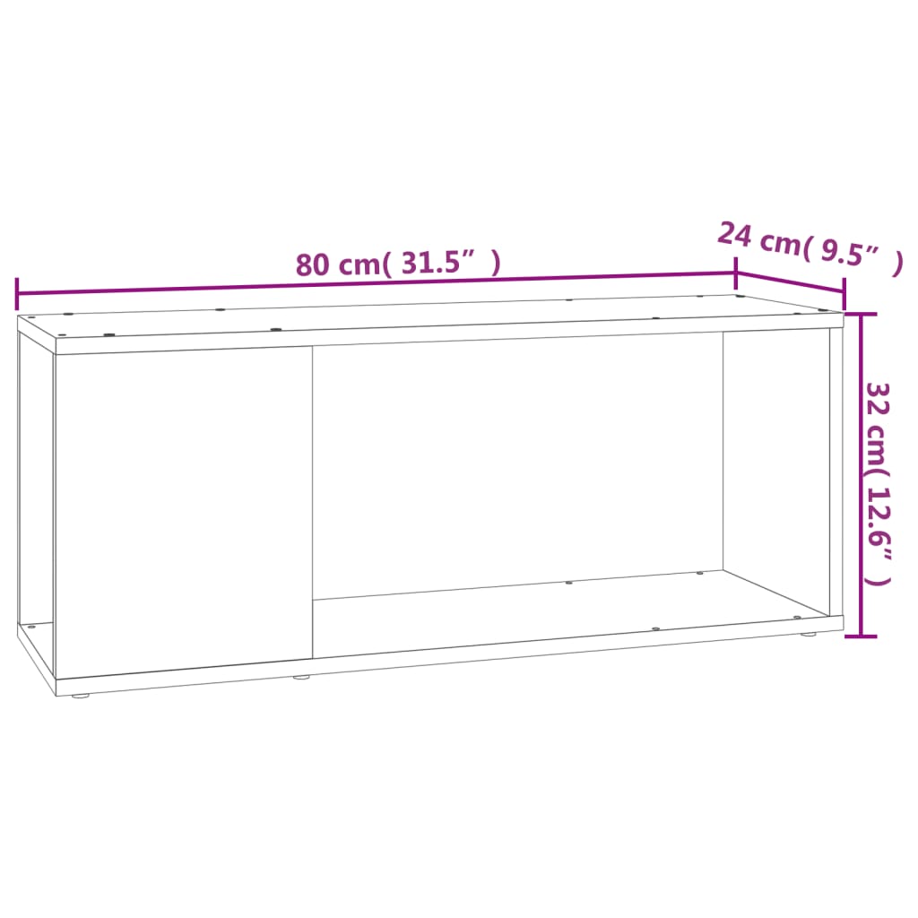 TV-Schrank Betongrau 80x24x32 cm Holzwerkstoff