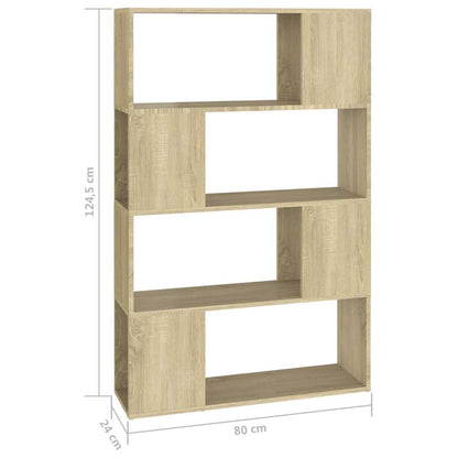 Bücherregal Raumteiler Sonoma-Eiche 80x24x124,5cm Holzwerkstoff