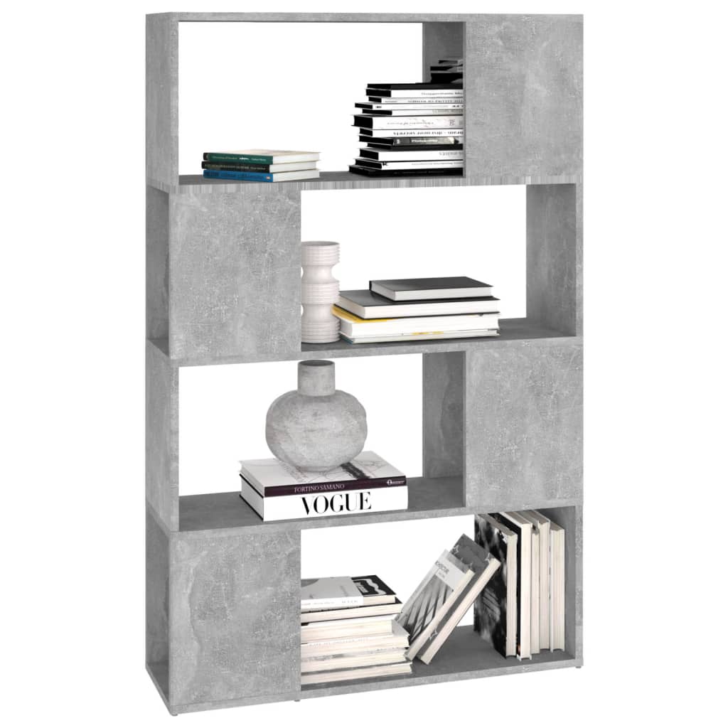 Bücherregal Raumteiler Betongrau 80x24x124,5 cm Holzwerkstoff