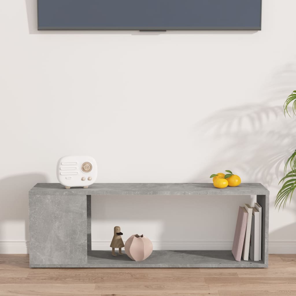 Meuble TV gris béton 100x24x32 cm en bois