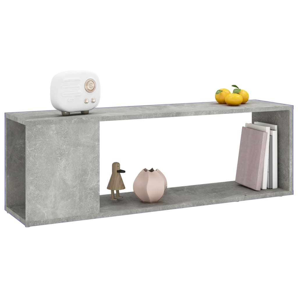 Meuble TV gris béton 100x24x32 cm en bois