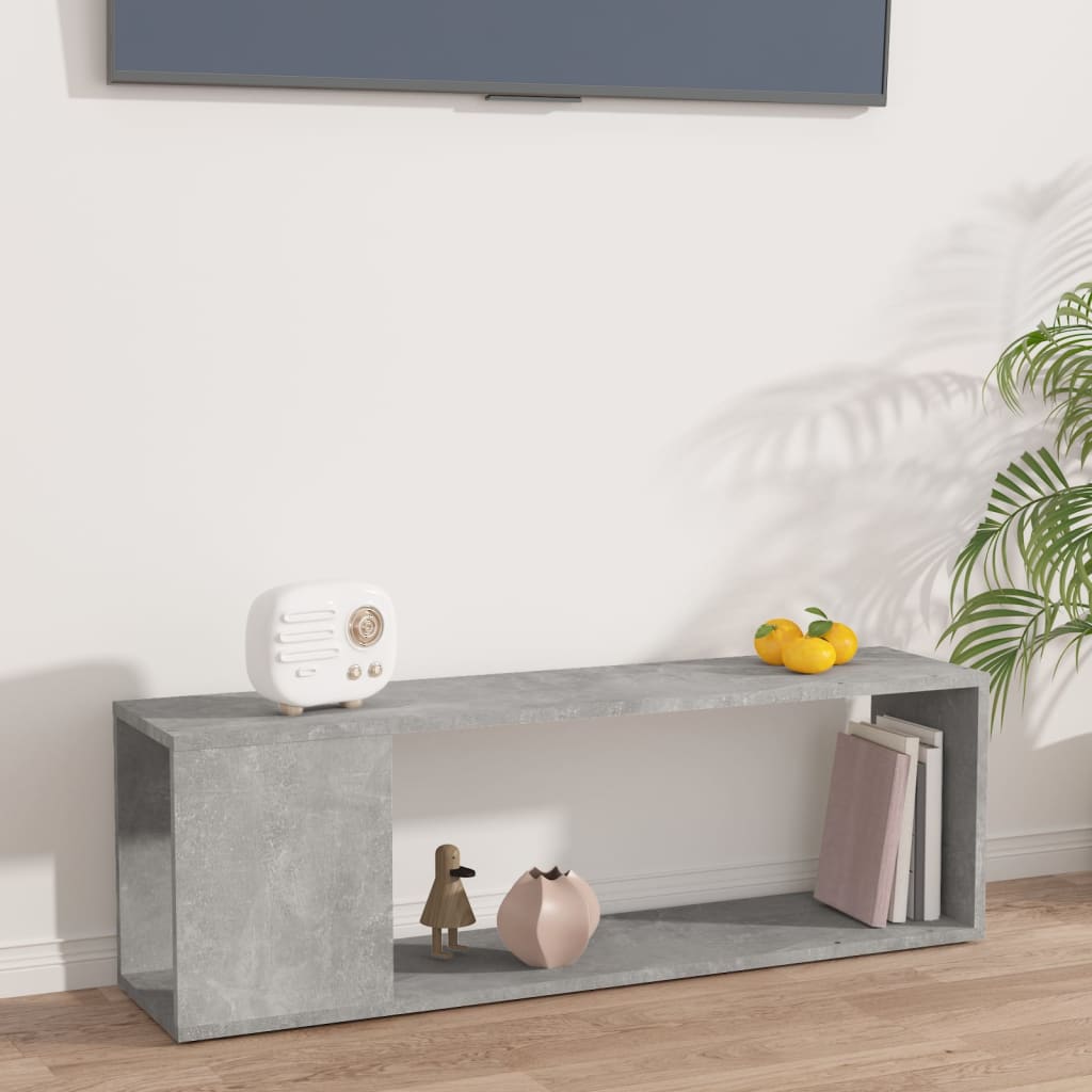 Meuble TV gris béton 100x24x32 cm en bois