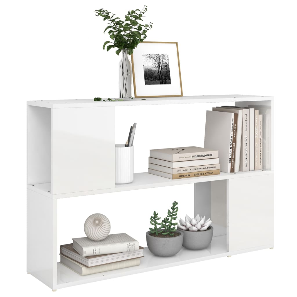 Bookcase High Gloss White 100x24x63 cm Wood Material