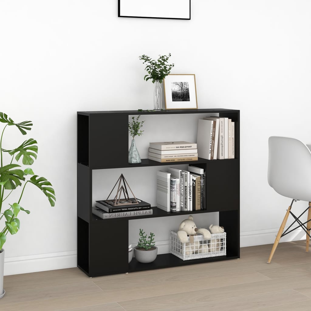 Bookshelf Room Divider Black 100x24x94 cm