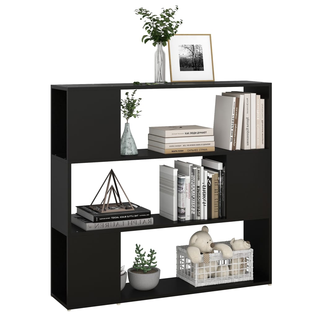 Bookshelf Room Divider Black 100x24x94 cm