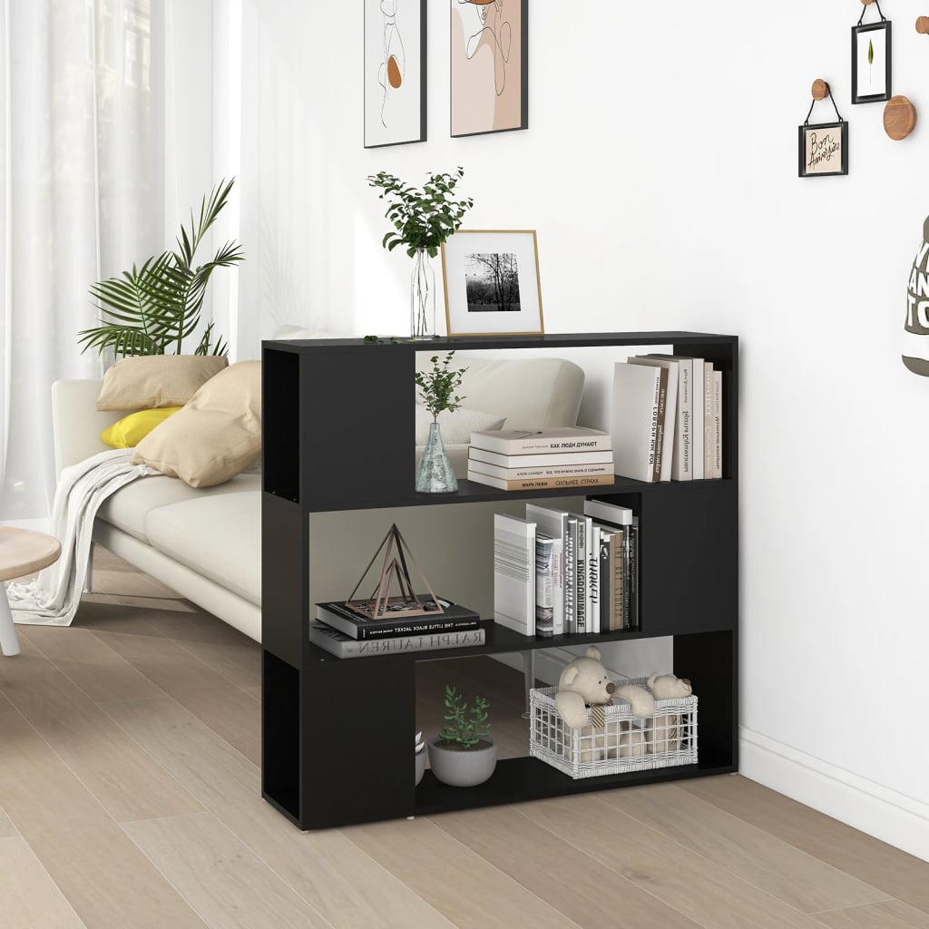 Bookshelf Room Divider Black 100x24x94 cm