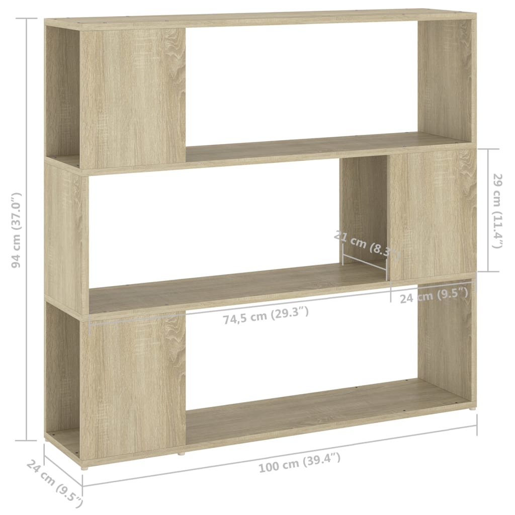Bookcase Room Divider Sonoma Oak 100x24x94 cm