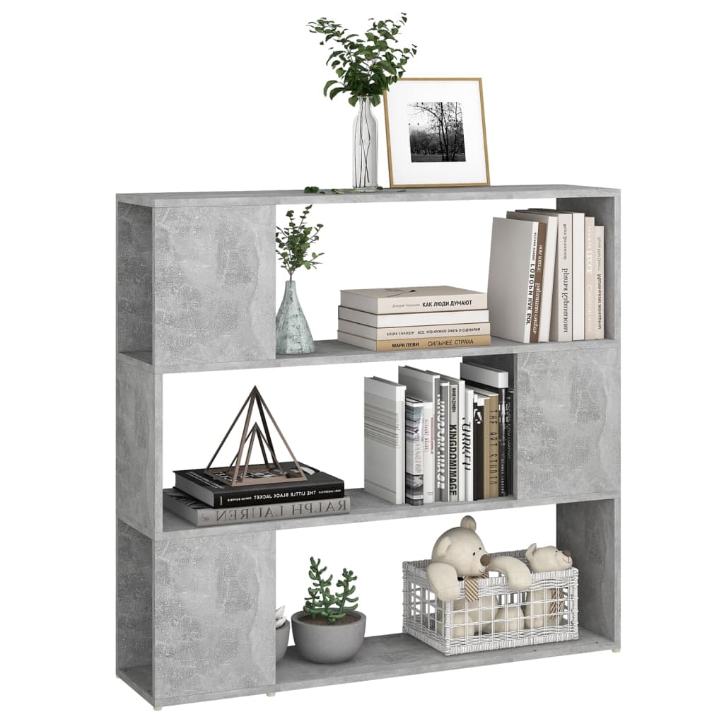 Bookcase Room Divider Concrete Grey 100x24x94 cm